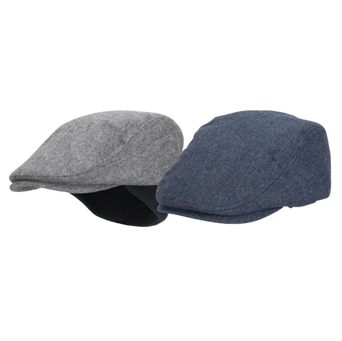 Chevron Pattern Wool-Blend Flat Cap - Dorfman Hats Flat Cap Dorfman Hat Co. MW343-GREY2 Grey Medium