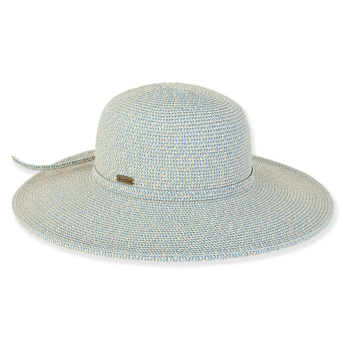 Classic Tweed Straw Beach Hat - Sun 'N' Sand Hats Wide Brim Sun Hat Sun N Sand Hats HH2969D Denim OS (57 cm)