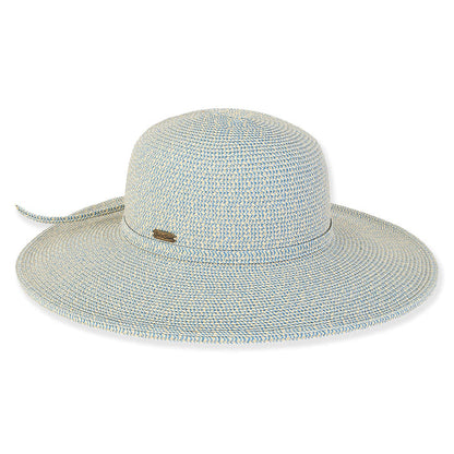 Classic Tweed Straw Beach Hat - Sun 'N' Sand Hats Wide Brim Sun Hat Sun N Sand Hats HH2969D Denim OS (57 cm)