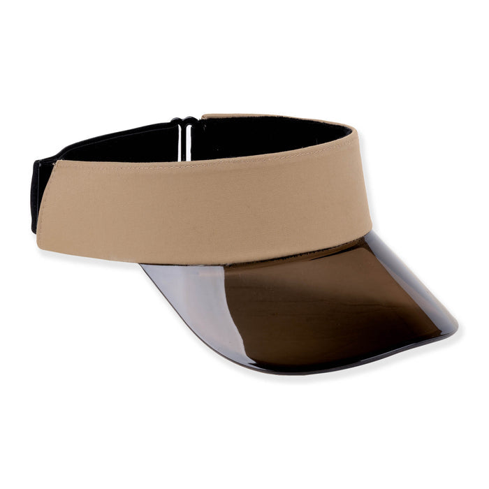Clear UV Bill Sun Visor with Cushioned Elastic Strap Closure - Sun 'N' Sand Hats Visor Cap Sun N Sand Hats HH3551A Tan OS (49-59 cm)