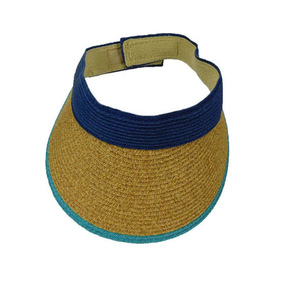 Colorful Three Tone Visor Visor Cap Boardwalk Style Hats WSPP564NV Navy / Turquoise