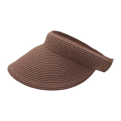 Comfort Band UV Blocking Slip-On Straw Sun Visor - MCI Visor Cap MegaCI MC8420-BRN Brown OS