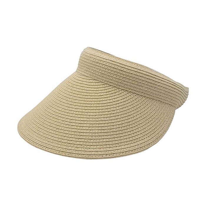 Comfort Band UV Blocking Slip-On Straw Sun Visor - MCI Visor Cap MegaCI MC8420-NAT Natural OS