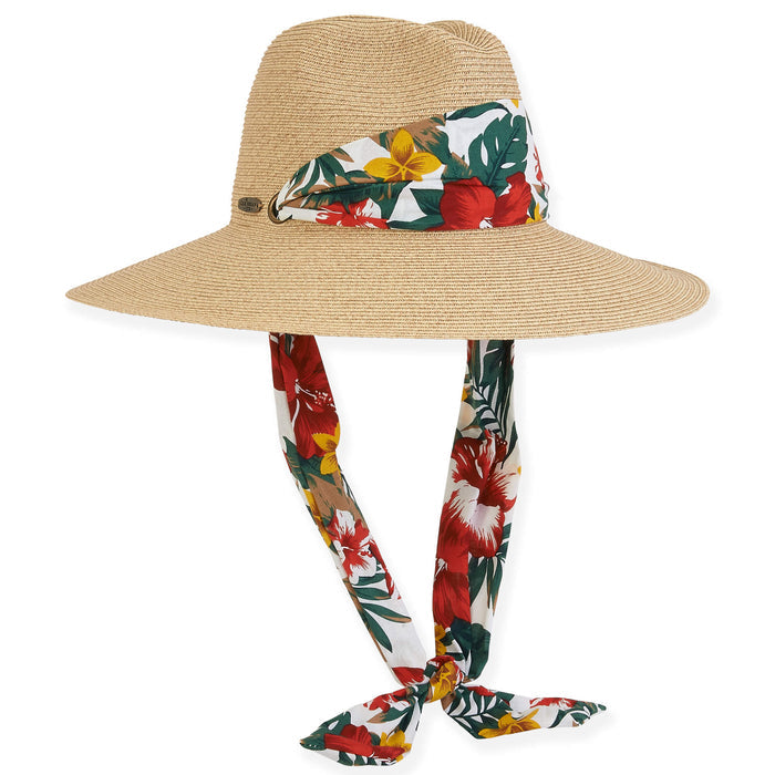 Convertible Sun Hat with Sash - Caribbean Joe Island Hats Safari Hat Caribbean Joe HCJ358 Tan OS