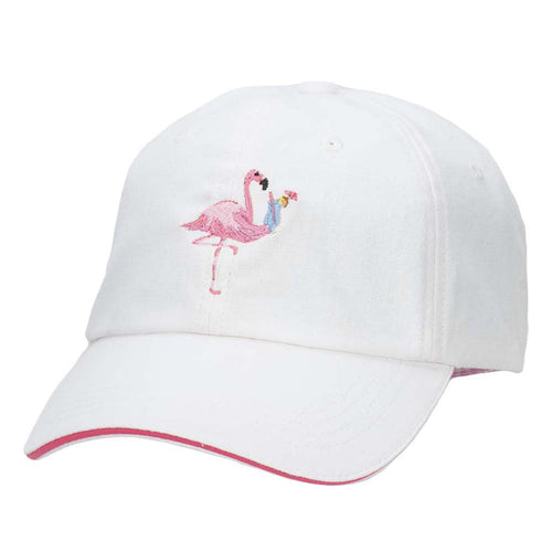 Cotton Baseball Cap with Flamingo Embroidery - Tommy Bahama Hats Cap Tommy Bahama Hats TBC21-WHT White