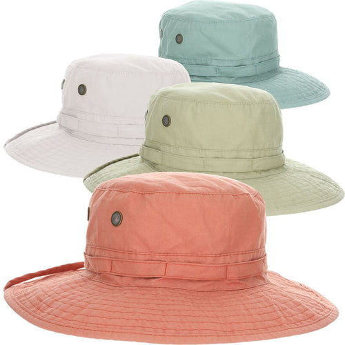 Cotton Boonie Hats in Pastel Colors with Chin Strap - Dorfman Outdoor Hats Bucket Hat Dorfman Hat Co. BH228-KAKI Khaki OS (57 cm)