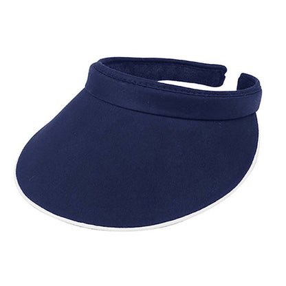 Cotton Clip-on Sun Visor with Contrast Piping on Bill, 3.75" - MCI Hats Visor Cap MegaCI MC4115-NAV Navy / White OS