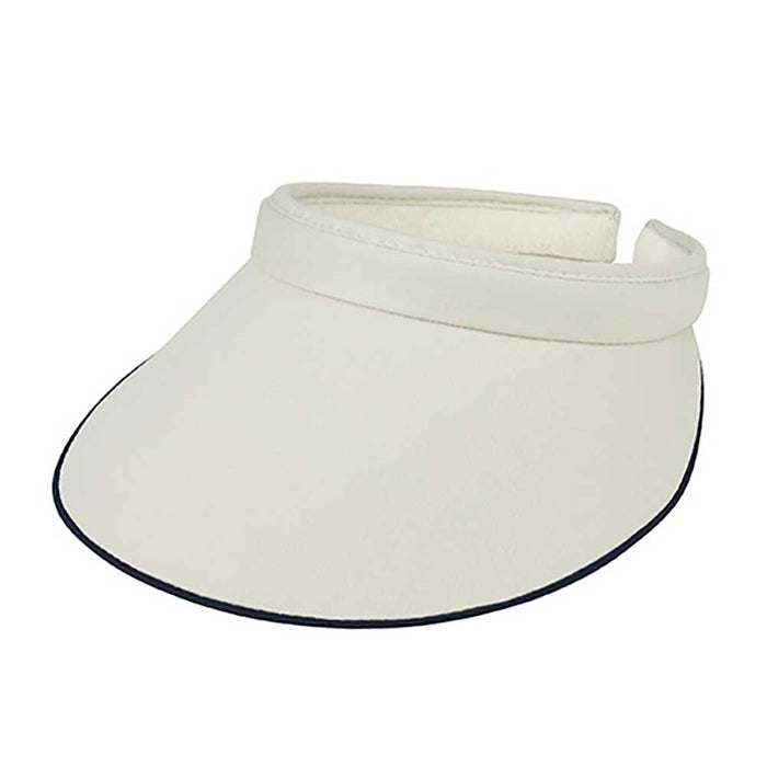Cotton Clip-on Sun Visor with Contrast Piping on Bill, 3.75" - MCI Hats Visor Cap MegaCI MC4115-PUT Putty / Black OS