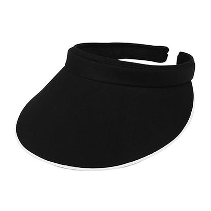 Cotton Clip-on Sun Visor with Contrast Piping on Bill, 3.75" - MCI Hats Visor Cap MegaCI MC4115-BLK Black / White OS