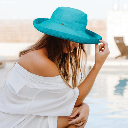 Cotton Up Turned Large Brim Sun Hat - Scala Hats for Women Kettle Brim Hat Scala Hats