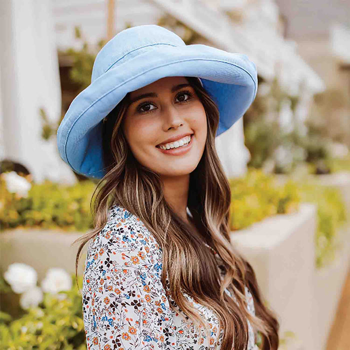 Cotton Up Turned Large Brim Sun Hat - Scala Hats for Women Kettle Brim Hat Scala Hats