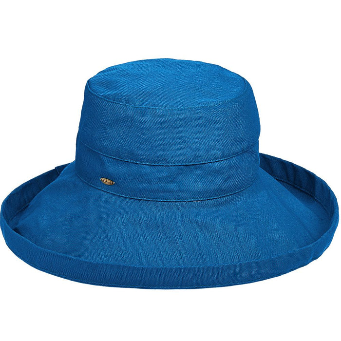 Cotton Up Turned Large Brim Sun Hat - Scala Hats for Women Kettle Brim Hat Scala Hats LC399-ROYAL Royal Blue M/L (57 - 58 cm)