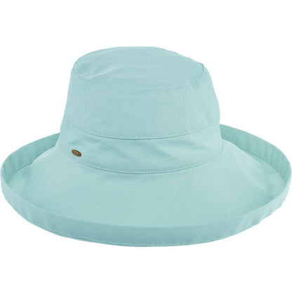 Cotton Up Turned Large Brim Sun Hat - Scala Hats for Women Kettle Brim Hat Scala Hats LC399-AUQA Aqua M/L (57 - 58 cm)
