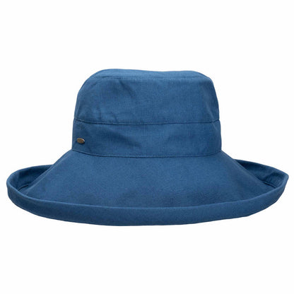 Cotton Up Turned Large Brim Sun Hat - Scala Hats for Women Kettle Brim Hat Scala Hats LC399-ABLUE Atlantic Blue M/L (57 - 58 cm)