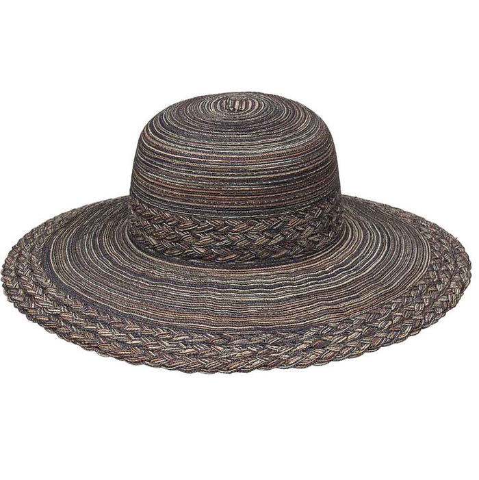 Criss Cross Braid Poly Straw Floppy Sun Hat - Karen Keith Hats Wide Brim Sun Hat Great hats by Karen Keith P31-BRN Brown OS