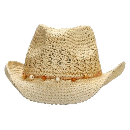 Crochet Toyo Cowboy Hat with Beads Accent - Sun 'N' Sand Hats Cowboy Hat Sun N Sand Hats