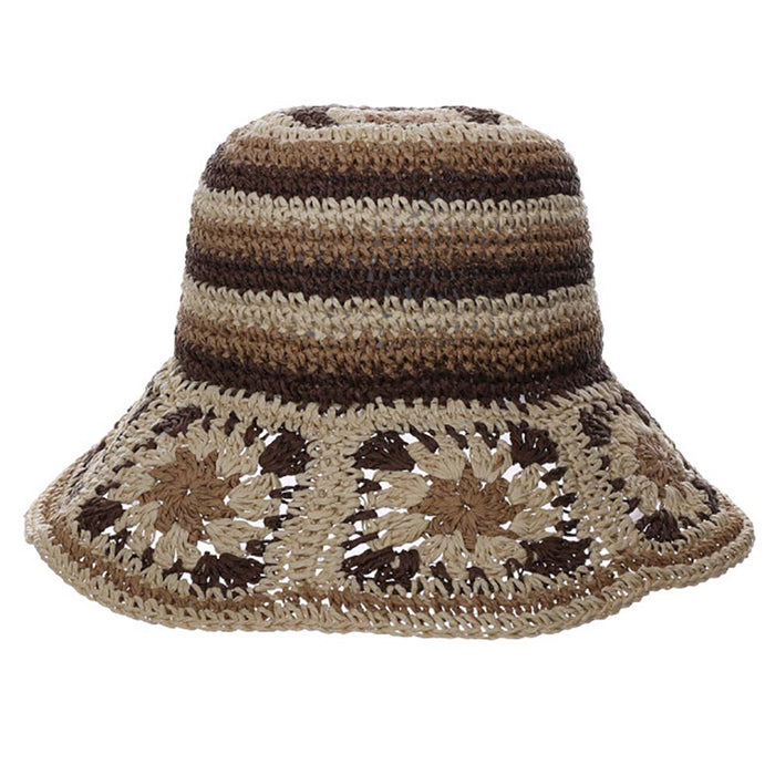 Crocheted Toyo Patchwork Bucket Hat - Makai Hats Cloche Makai Hat