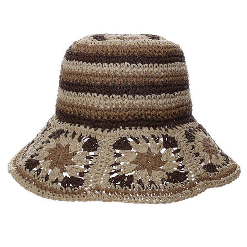 Crocheted Toyo Patchwork Bucket Hat - Makai Hats Cloche Makai Hat