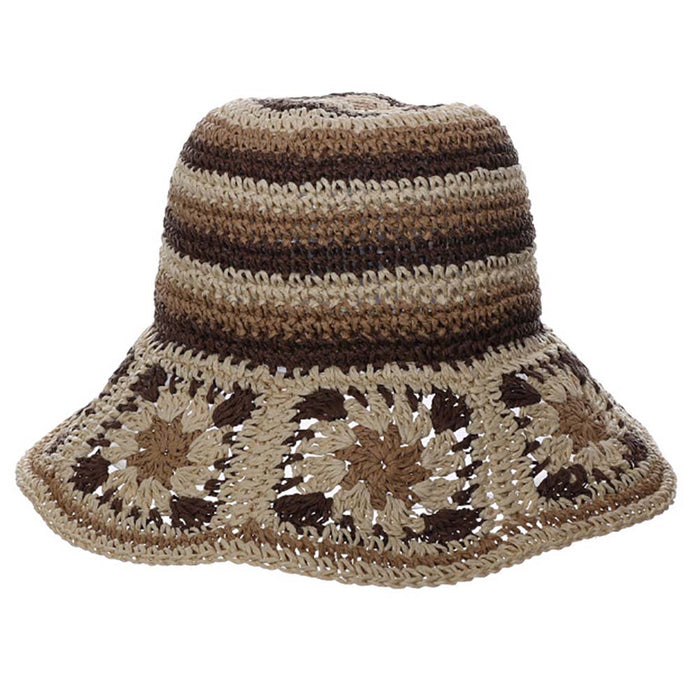 Crocheted Toyo Patchwork Bucket Hat - Makai Hats Cloche Makai Hat