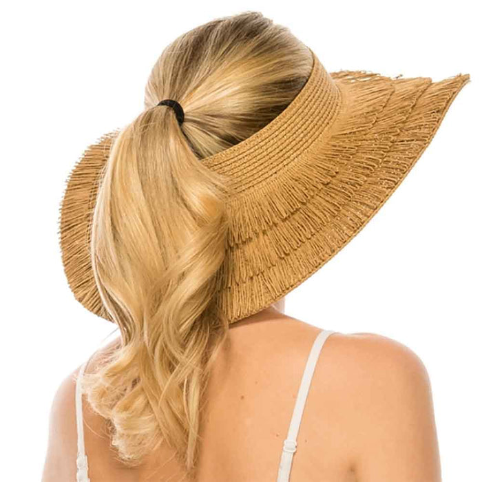 Crownless Sun Visor Hat with Layers of Fringe - Boardwalk Hats Visor Cap Boardwalk Style Hats