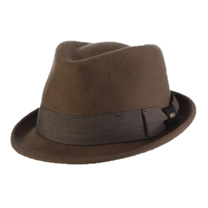 Crushable Wool Felt Fedora with Tie Print Band - Scala Hats Safari Hat Scala Hats DF198-KAKI2 Khaki Medium