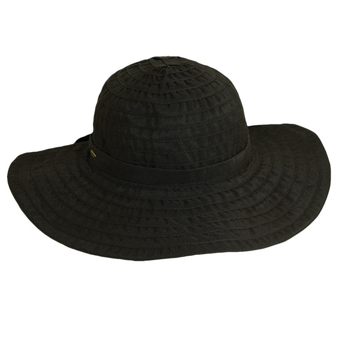 Deluxe Ribbon Floppy Beach Hat - Panama Jack Hats Wide Brim Sun Hat Panama Jack Hats PJL526-BLK Black OS