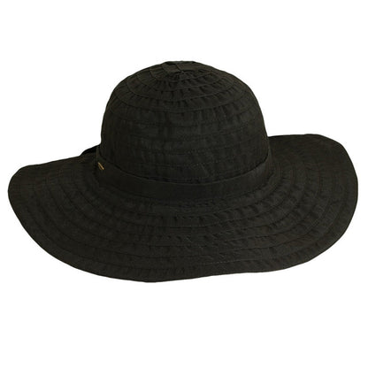 Deluxe Ribbon Floppy Beach Hat - Panama Jack Hats Wide Brim Sun Hat Panama Jack Hats PJL526-BLK Black OS