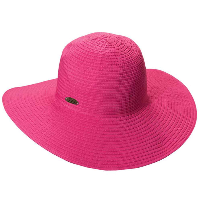 Deluxe Ribbon Floppy Beach Hat - Panama Jack Hats Wide Brim Sun Hat Panama Jack Hats PJL526-FUC Fuchsia OS