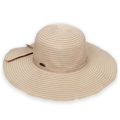 Deluxe Ribbon Sun Hat - Sun'N'Sand Hats Wide Brim Sun Hat Sun N Sand Hats HH1021A Natural OS