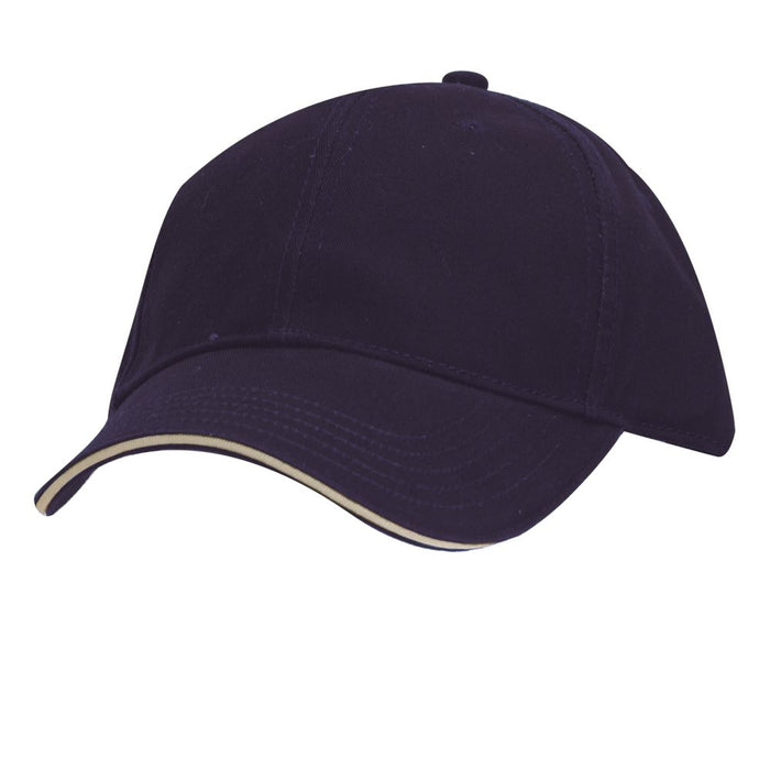 DPC Structured Garment Washed Twill Baseball Cap with Piping Cap Dorfman Hat Co. BC166-NVPT Navy/Stone