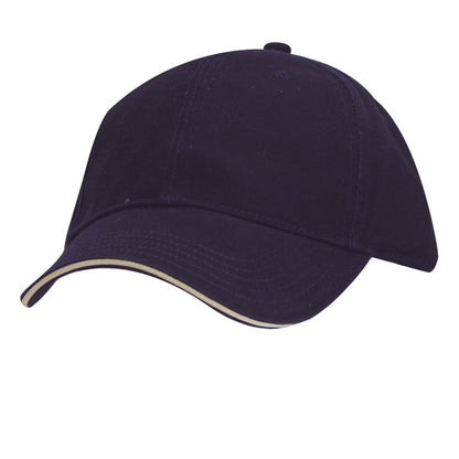 DPC Structured Garment Washed Twill Baseball Cap with Piping Cap Dorfman Hat Co. BC166-NVPT Navy/Stone