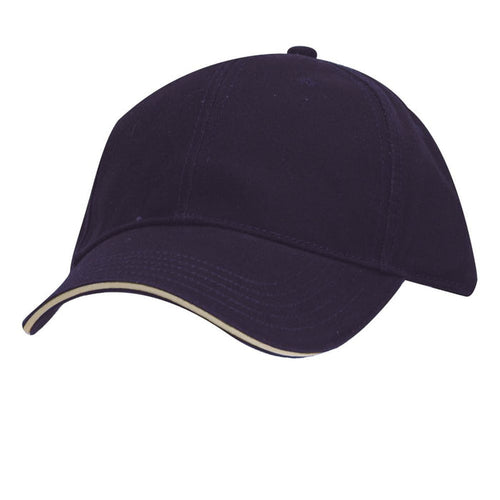 DPC Structured Garment Washed Twill Baseball Cap with Piping Cap Dorfman Hat Co. BC166-NVPT Navy/Stone