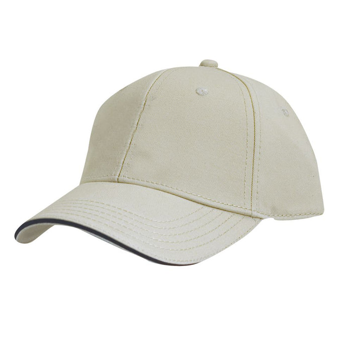 DPC Structured Garment Washed Twill Baseball Cap with Piping Cap Dorfman Hat Co. BC166-STNV Stone/Navy