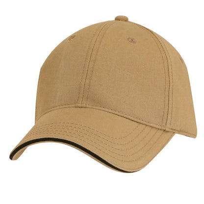 DPC Structured Garment Washed Twill Baseball Cap with Piping Cap Dorfman Hat Co. BC166-KHBK Khaki/Black