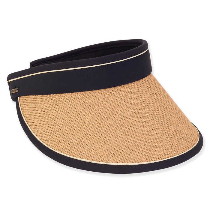 Esther Wide Brim Roll Up Visor Hat - Sun 'N' Sand Hats Visor Cap Sun N Sand Hats HH3151B Tan OS
