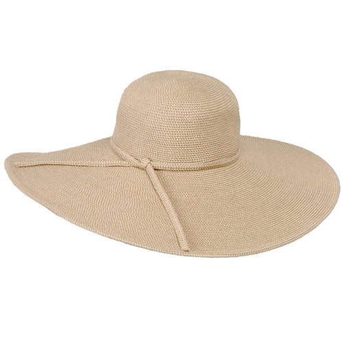 Extra Large Brim Packable Straw Beach Hat - Jeanne Simmons Hats Wide Brim Sun Hat Jeanne Simmons Accessories JS8554-TAN Tan Tweed Medium (57 cm)