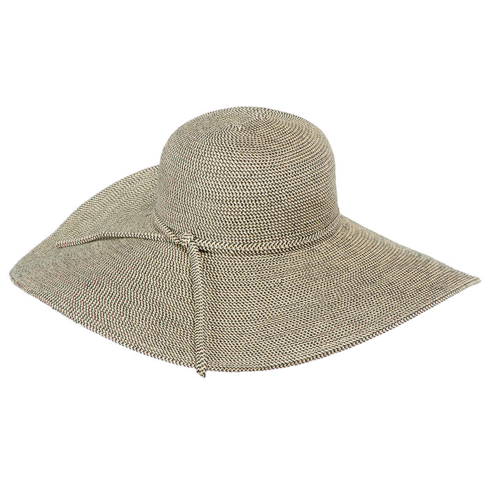 Extra Large Brim Packable Straw Beach Hat - Jeanne Simmons Hats Wide Brim Sun Hat Jeanne Simmons Accessories JS8553-BLK Black Tweed Medium (57 cm)