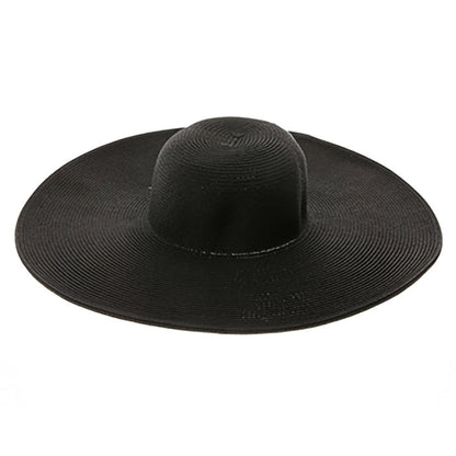 Extra Wide Brim Straw Beach Hat - Boardwalk Style Wide Brim Sun Hat Boardwalk Style Hats DA1896-BLK Black OS (57 cm)