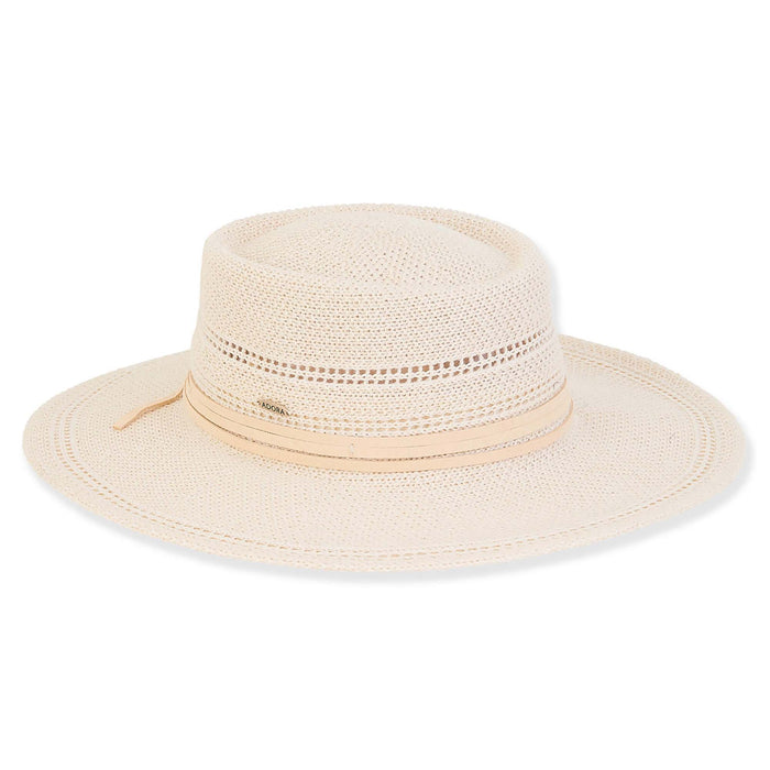 Fashion Knit Gaucho Hat with Waxed Cord - Adora® Hats Bolero Hat Adora Hats AD1485A Beige Medium (57 cm)