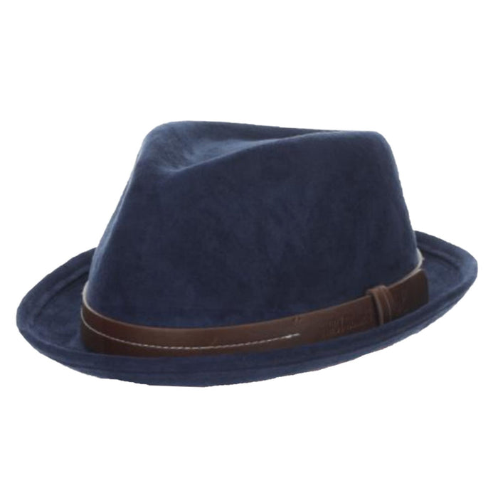 Faux Suede Fedora with Leather Band - Stacy Adams Hats Fedora Hat Stacy Adams Hats SAW709-NAVY4 Navy X-Large (61 cm)
