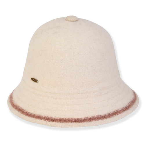 Fern Boiled Wool Pith Helmet with Button Top - Adora® Wool Hats Cloche Adora Hats AD1618A Ivory OS (57 cm)