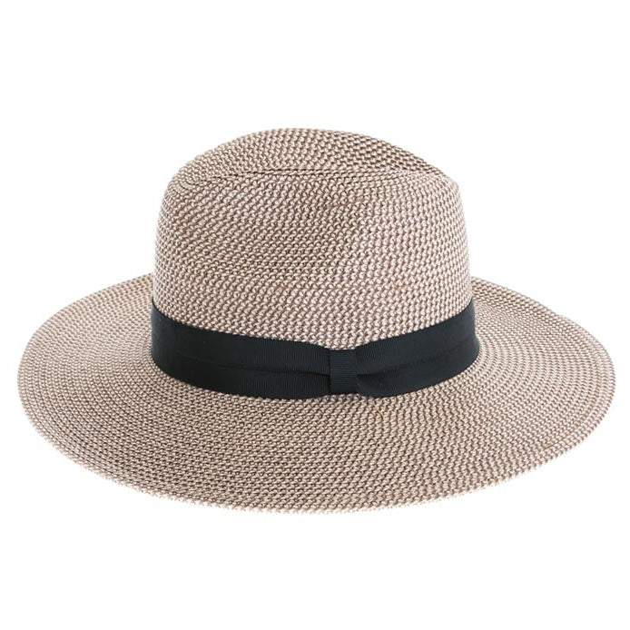 Flex Weave Straw Pinched Crown Fedora Hat - Boardwalk Style Fedora Hat Boardwalk Style Hats DA1352-TAUP Taupe OS (57 cm)