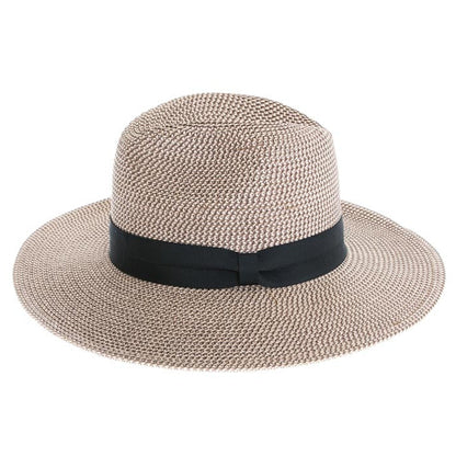 Flex Weave Straw Pinched Crown Fedora Hat - Boardwalk Style Fedora Hat Boardwalk Style Hats DA1352-TAUP Taupe OS (57 cm)