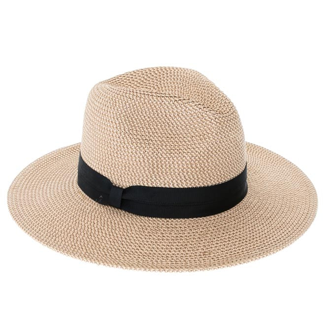 Flex Weave Straw Pinched Crown Fedora Hat - Boardwalk Style Fedora Hat Boardwalk Style Hats DA1352-NAT Natural Heather OS (57 cm)
