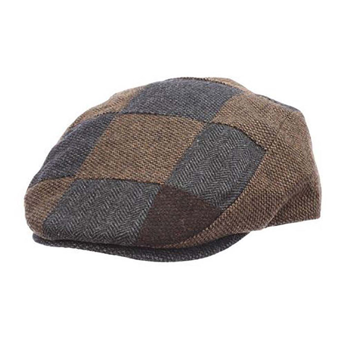 Flipper Tweed Patchwork Flat Cap - Dorfman Hat Flat Cap Dorfman Hat Co. MW316-PATCH2 Brown Medium