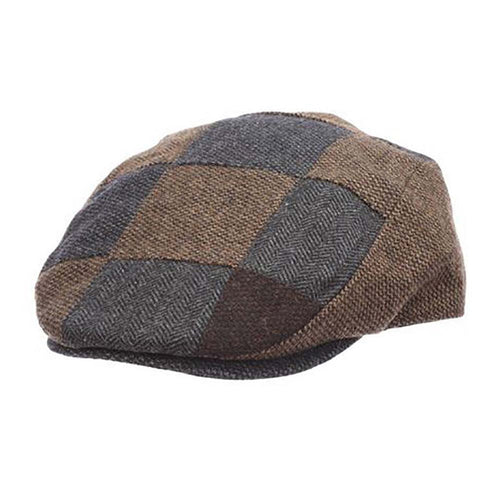 Flipper Tweed Patchwork Flat Cap - Dorfman Hat Flat Cap Dorfman Hat Co. MW316-PATCH2 Brown Medium