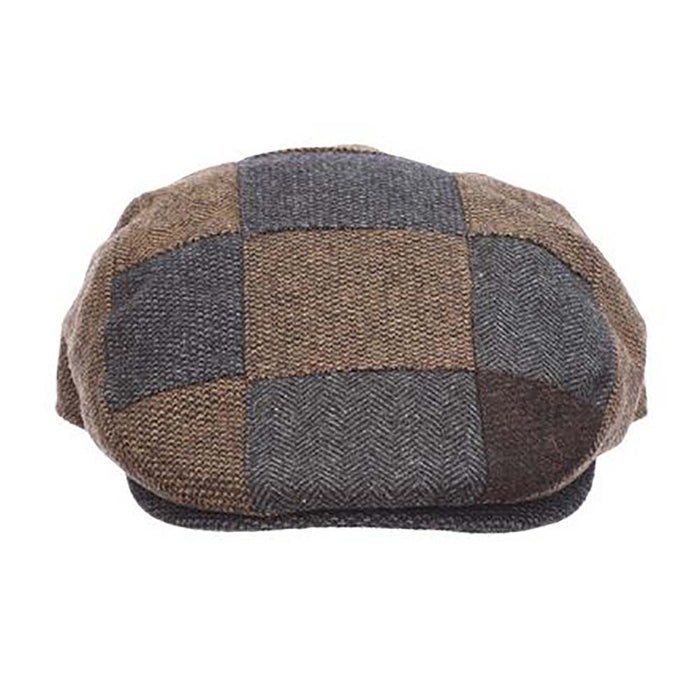 Flipper Tweed Patchwork Flat Cap - Dorfman Hat Flat Cap Dorfman Hat Co. MW316-PATCH2 Brown Large
