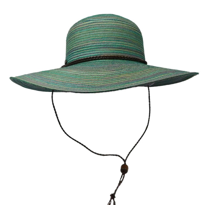 Floppy Hat with Chin Cord by Cappelli Floppy Hat Cappelli Straworld csw202TL Teal Medium (57 cm)