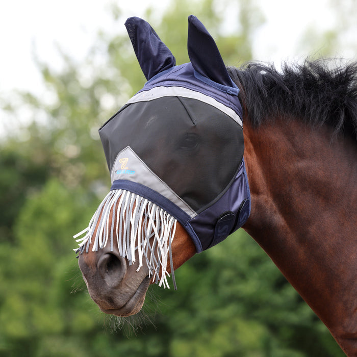 FlyGuard Pro Fine Mesh Fly Mask with Ears &  Nose Fringe