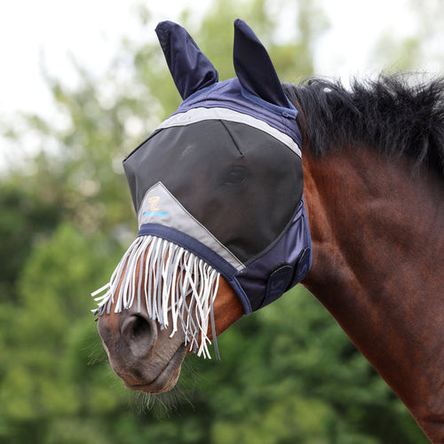 FlyGuard Pro Fine Mesh Fly Mask with Ears &  Nose Fringe